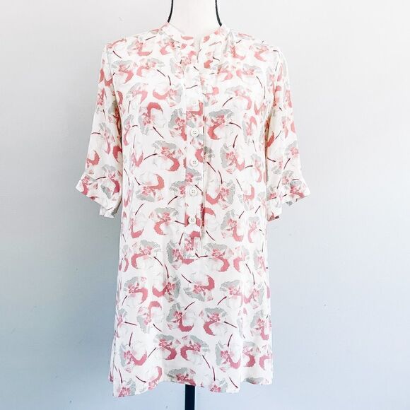 Tucker Floral Oversized Silk Tunic Blouse - Picture 1 of 7
